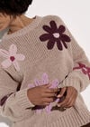Embroidered Flower Jumper, Mocha, large