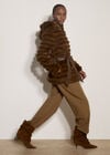 Faux Fur Panel Belted Coat, Brown, large