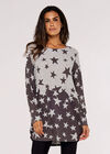 Gradient Stars Knitted Longline Top, Grey, large