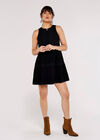 Boho Tiered Mini Dress, Black, large