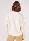 Fisherman Knit Cropped Cardigan, White, large