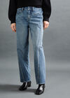 Ayla Rhinestone Panel Barrel Jeans, Blue, large