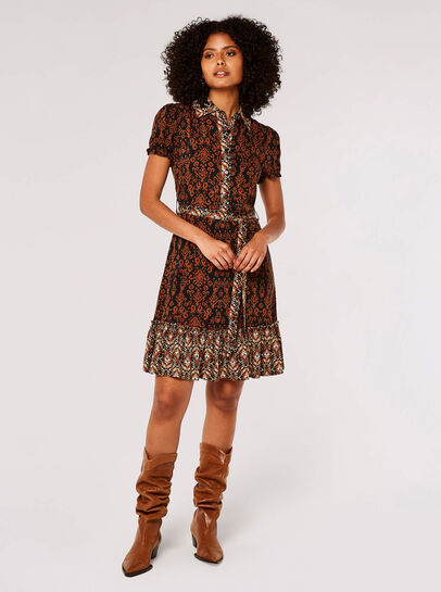 Ikat Tile Shirt Mini Dress