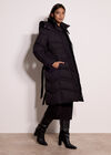 Long Belted Puffer Coat, Black, large