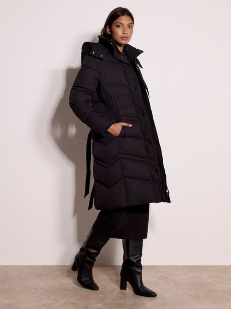 Long Belted Puffer Coat