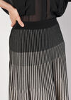 Gradiating Stripe Ribbed Knit Midi Skirt, Black, large