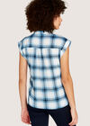 Blue Window Plaid Turn Up Sleeve Shirt, Blue, large
