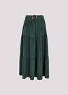 Belted Tiered Maxi Skirt, Green, large