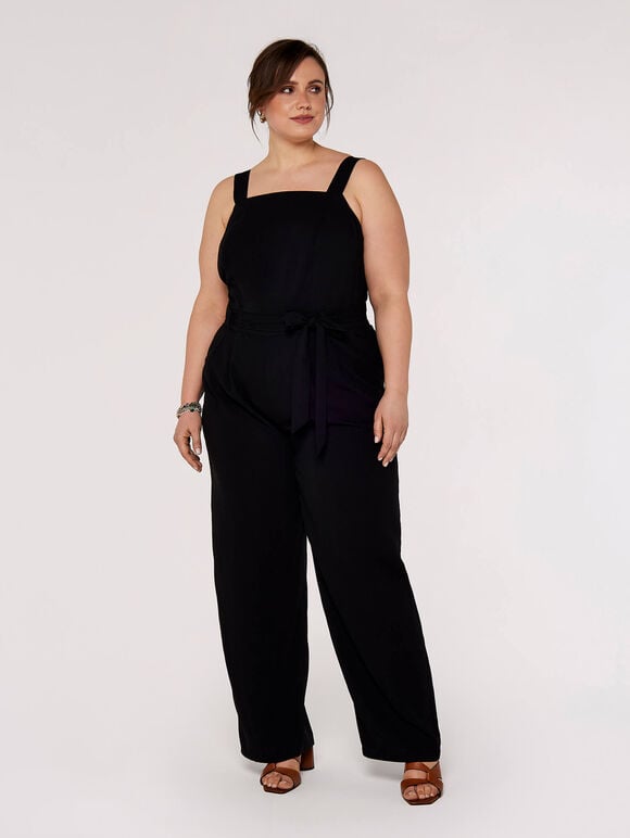 Curve Dungaree Jumpsuit, Black, large
