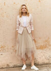 Tulle Hanky Hem Skirt, Stone, large