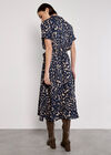 Scattered Squares Shirt Midi Dress, Navy, large