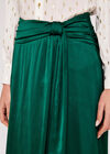 Satin Tie Front Wrap Skirt, Green, large