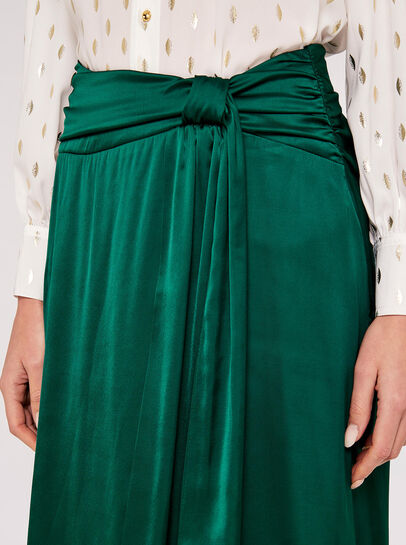 Satin Tie Front Wrap Skirt