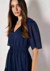 Polka Dot Chiffon Mini Dress, Navy, large