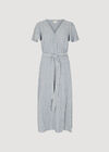 Oxford Stripe Wrap Midi Dress, Blue, large