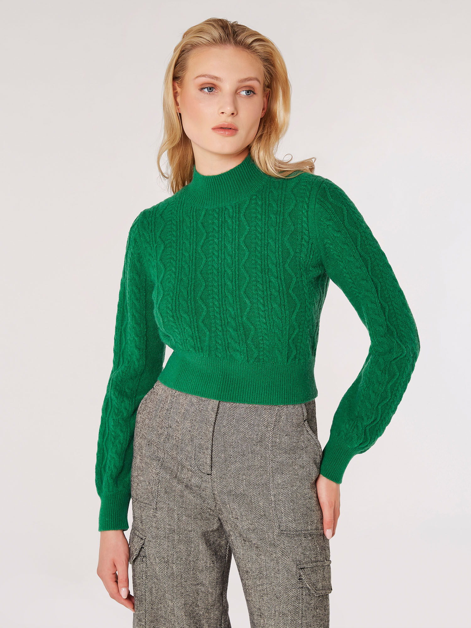 Cropped cable knit top