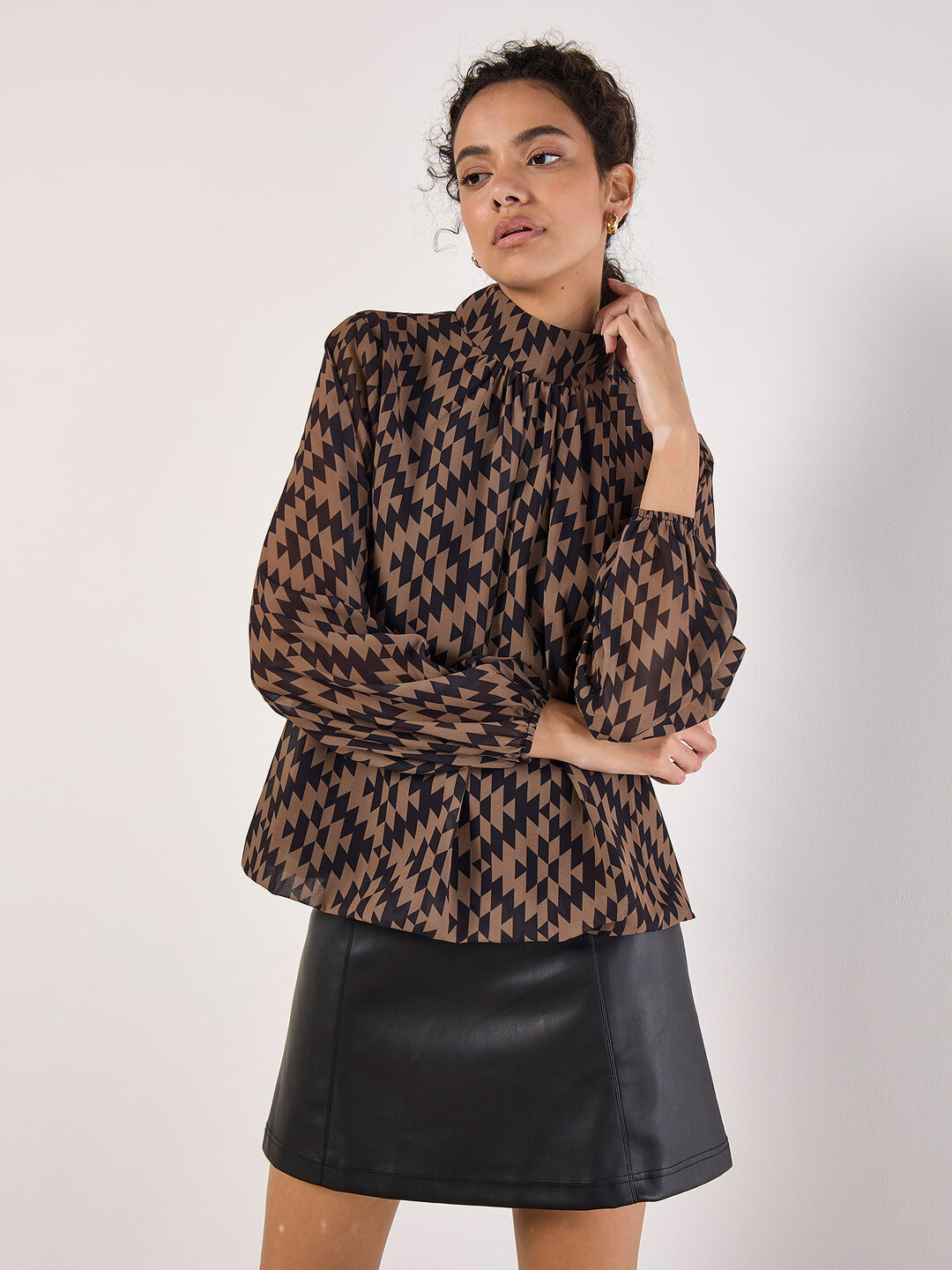 Image of Geo Diamond Chiffon Blouse