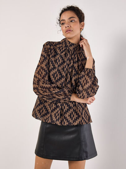 Geo Diamond Chiffon Blouse