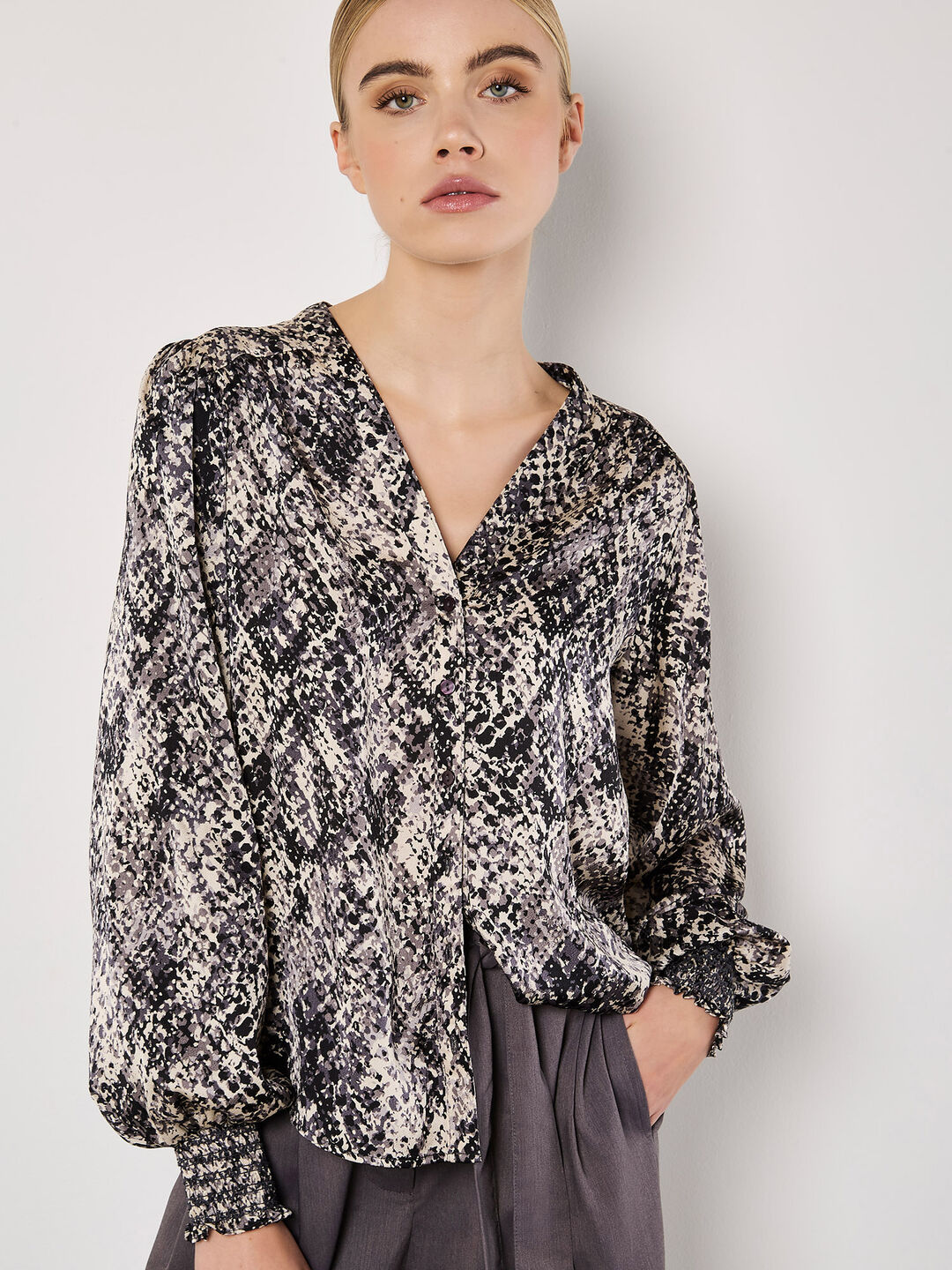 Image of Snakeskin Hammered Satin Blouse