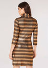 Metallic Stripe Shift Mini Dress, Black, large