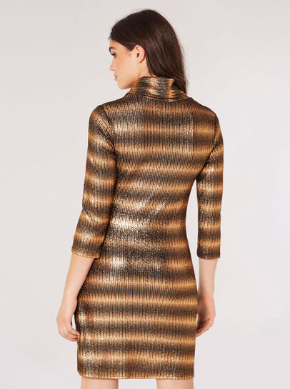 Metallic Stripe Shift Mini Dress