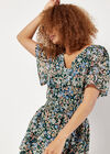 Ditsy Floral Chiffon Mini Dress, Green, large
