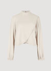 Waffle Knit Wrap Top, Stone, large