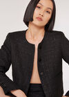 Metallic Sparkle Tailored Tweed Jacket, Black, large