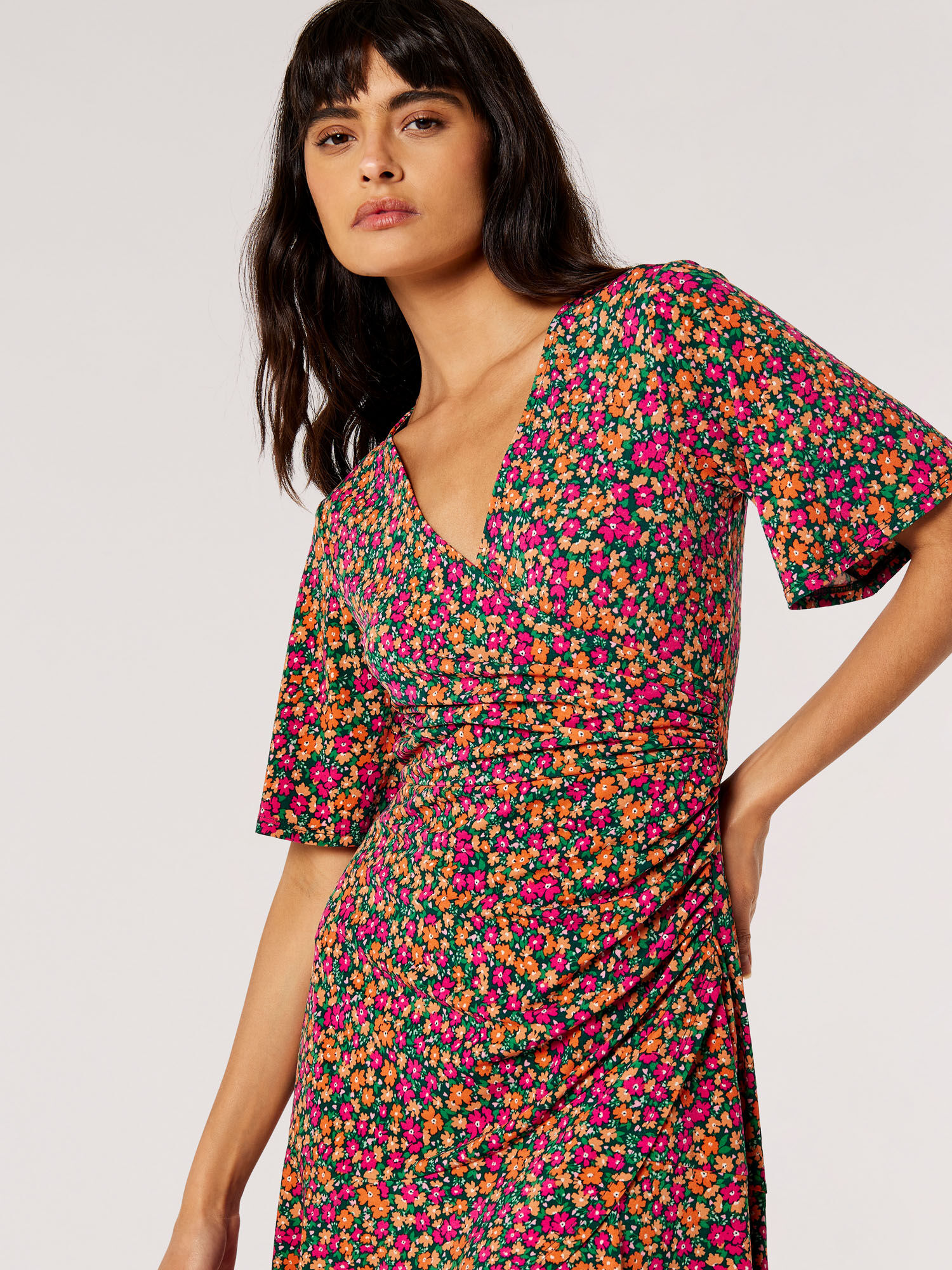 Ditsy floral wrap dress outlet