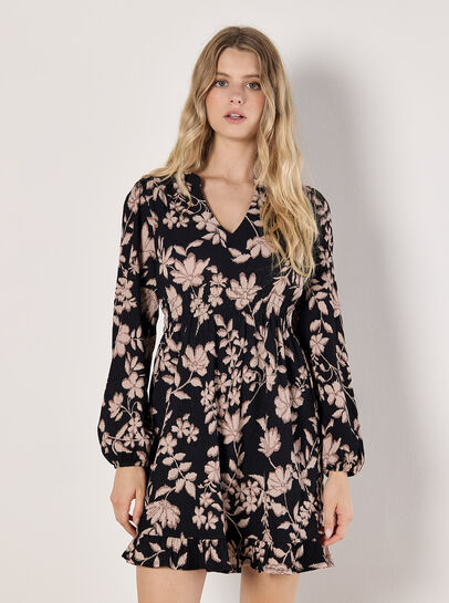 Crinkle Floral Mini Dress