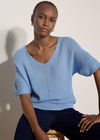 Waffle Open Knit Top, Sky Blue, large
