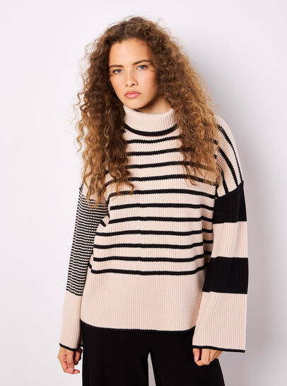 Mixed Stripe Oversized Chunky Jumper
