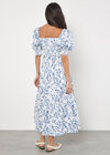 Rose Cotton Milkmaid Midaxi Dress, Blue, large