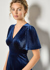 Empire Waist Velvet Mini Dress, Navy, large
