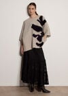 Abstract Flower Oversized Cape Jumper, Stone, large