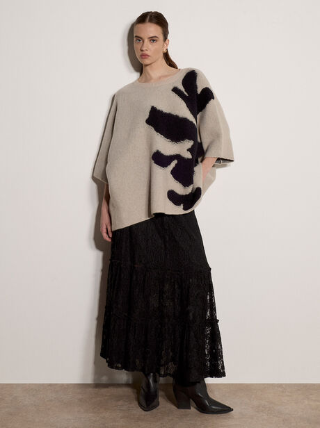 Abstract Flower Oversized Cape Jumper