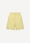 Scalloped Broderie Mini Shorts, Yellow, large