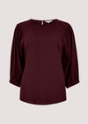 Puff Sleeve Top, Burgundy, large