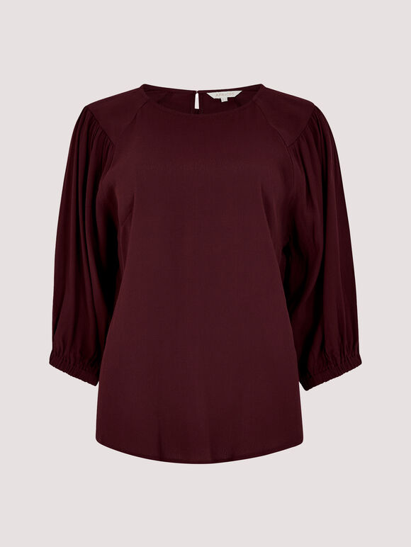 Puff Sleeve Top, Burgundy, large