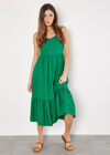 Pintuck Pleat Camisole Midi Dress, Green, large