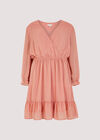 Crinkle Chiffon Wrap Mini Dress, Pink, large