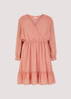 Crinkle Chiffon Wrap Mini Dress, Pink, large