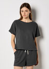 Waffle Knit Oversized T-Shirt, Dark Grey/Charcoal, large