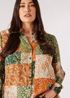 Curve Ditsy Patchwork Shirt, Green, large