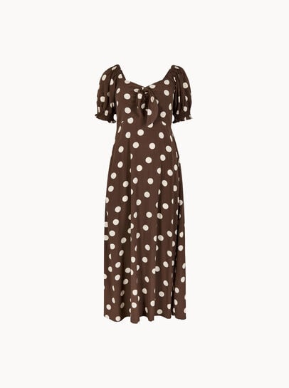 Polka Dot Bow Detail Midi Dress