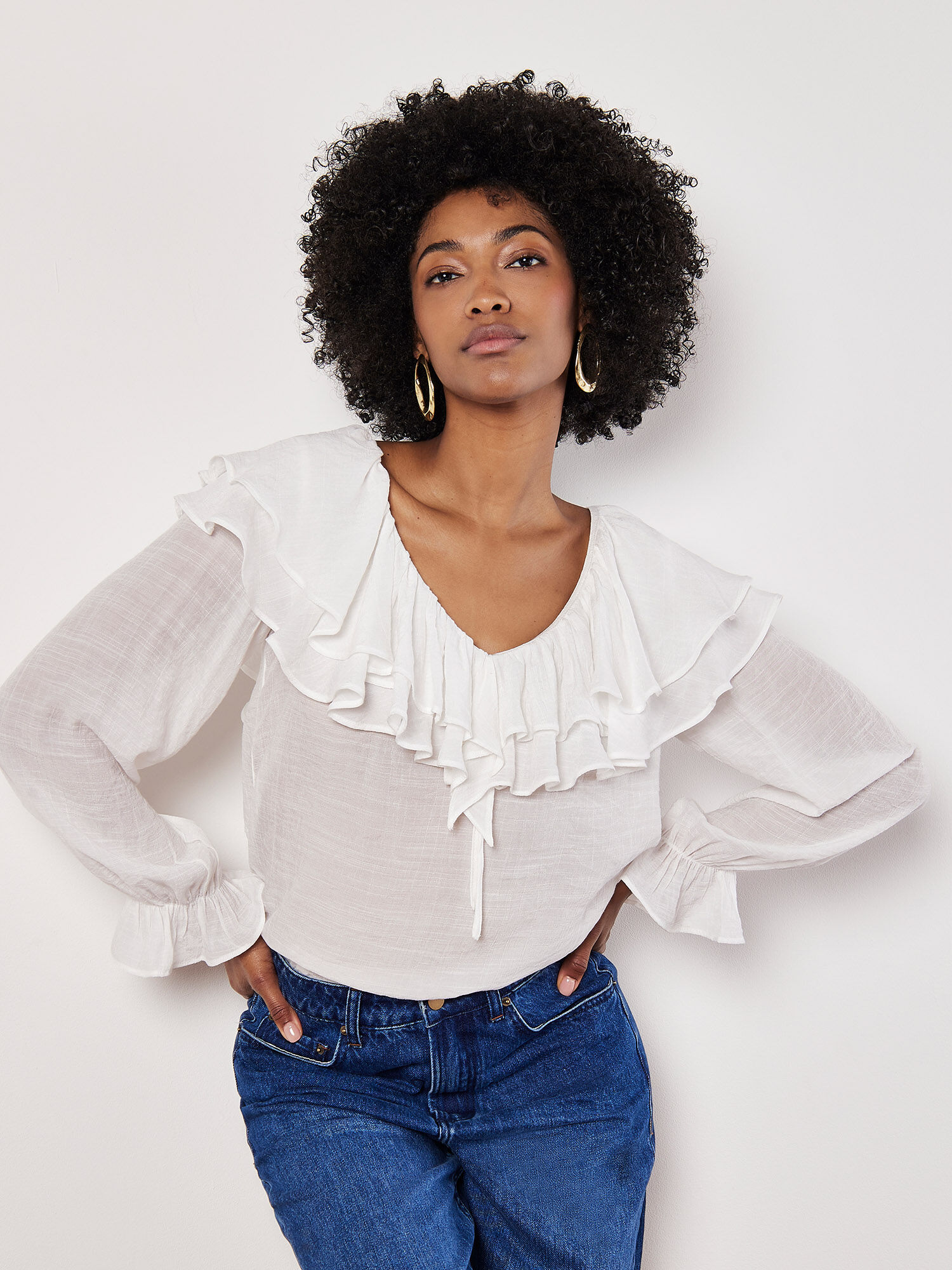 Women's ruffle collar blouse outlet