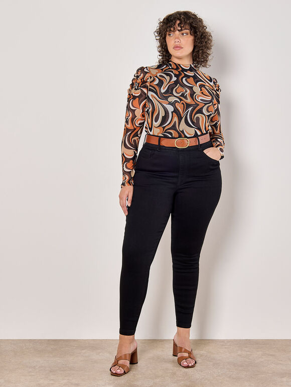 Curve Retro Hearts Mesh Top, Rust, large