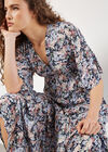 Watercolour Floral Shimmer Maxi Dress, Navy, large