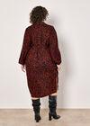 Curve Abstract Texture Shirt Midi Dress, Burgundy, large