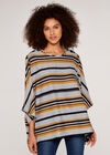 Striped Poncho Top, Mustard, large